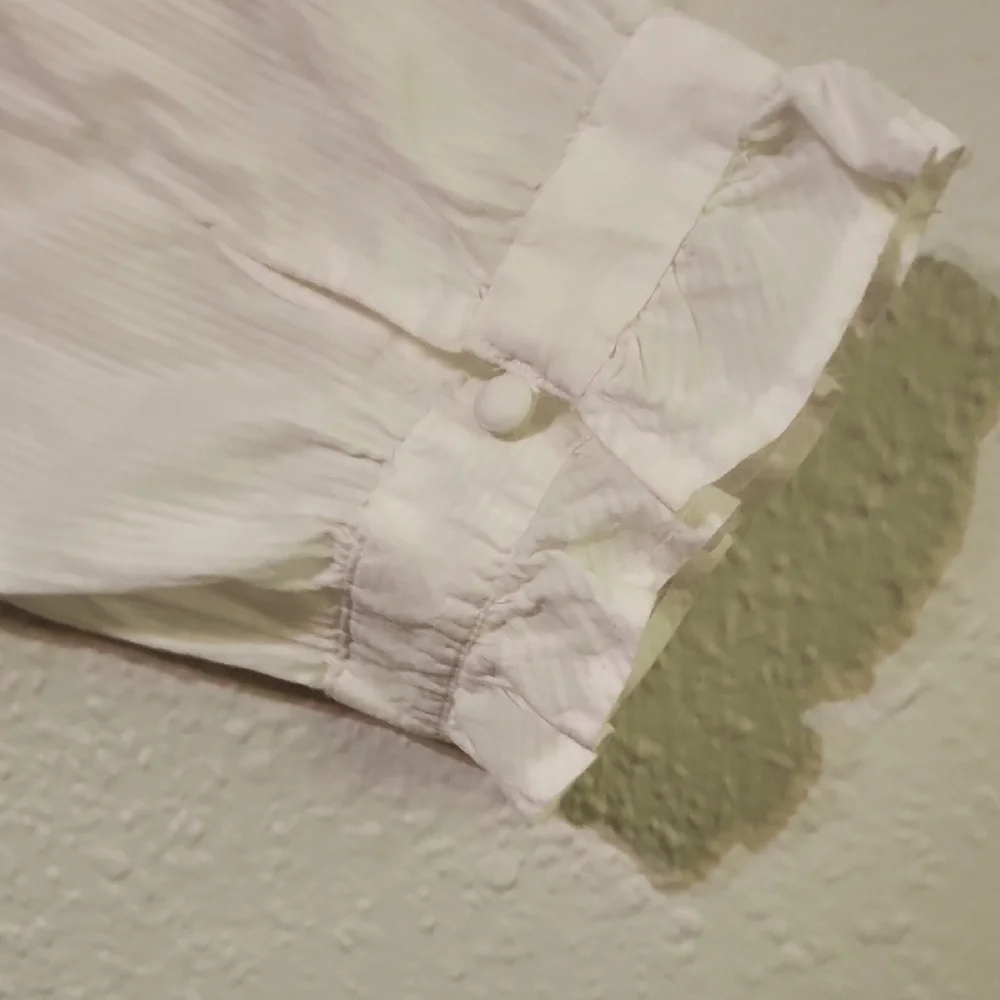 Women's White Ruffled Blouse - Picture 5 of 9